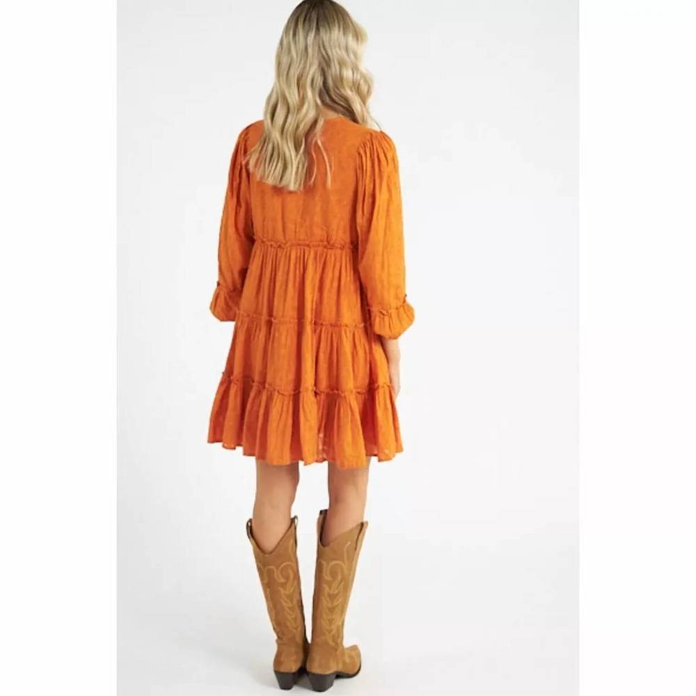 Cleobella Orange Tiered Mini Dress - Picture 3 of 4